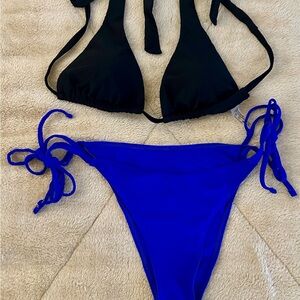 Vibrant Black and Blue Triangle Bikini Set‎